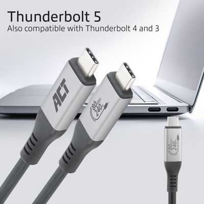 SKIKK ACT USB4 80Gbps Thunderbolt 5 USB-C Kabel – 240W Power Delivery – USB-IF Gecertificeerd – 1,5m - foto 3